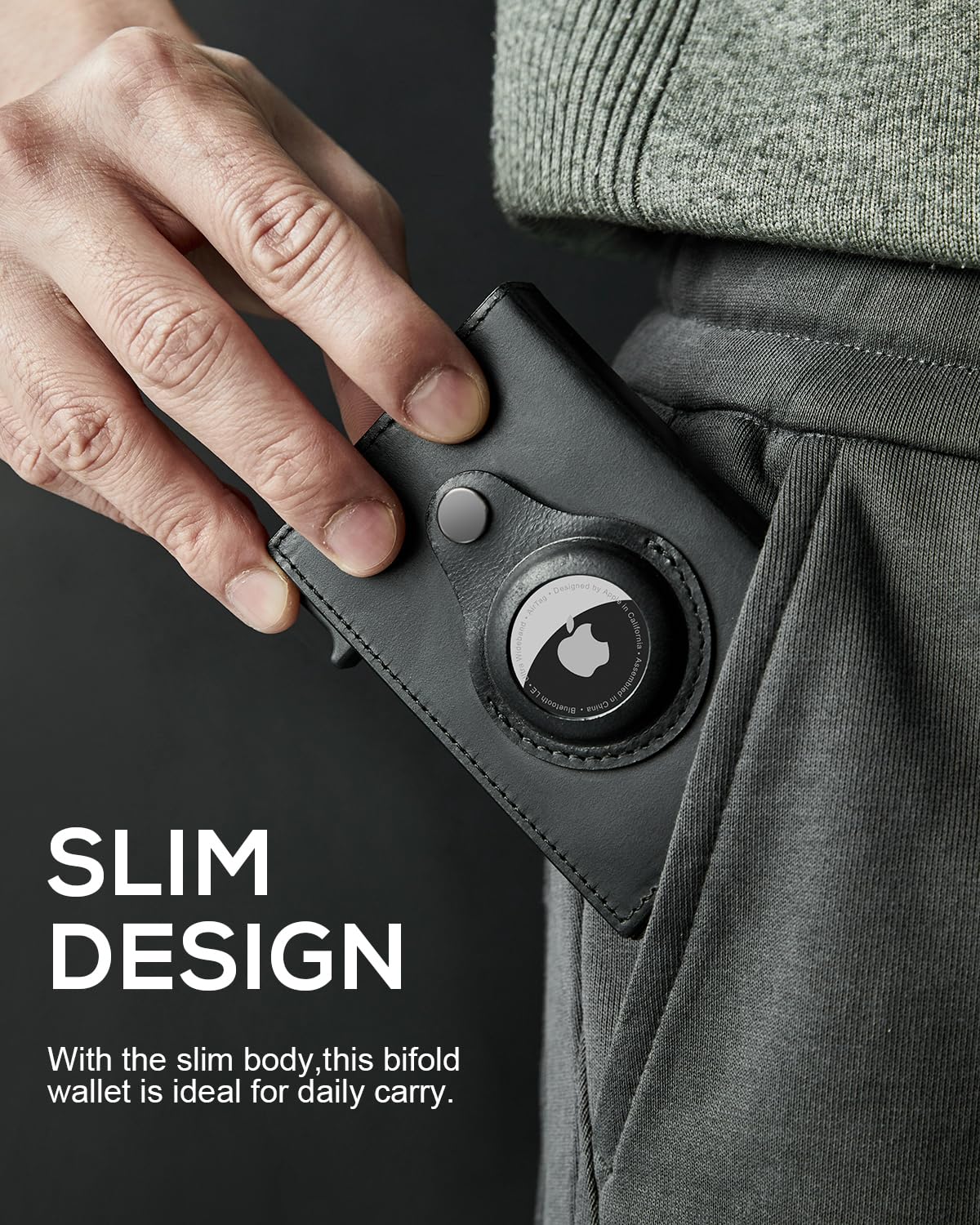 Airtag Wallet Men Smart Wallet Slim Minimalist RFID Front Pocket Wallet With Airtag Holder Metal Money Card Holder ,Airtag Not Included