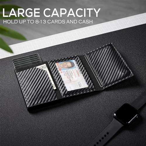 Airtag Wallet Men Minimalist  Up Wallet With Money Clip RFID Card Holder Slim Wallet With Airtag Holder,ID Window