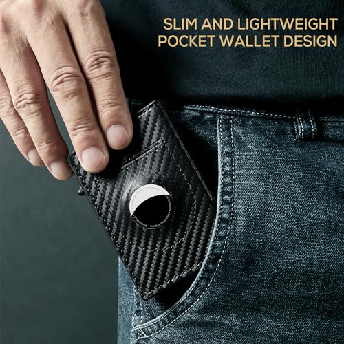 Airtag Wallet Men Minimalist  Up Wallet With Money Clip RFID Card Holder Slim Wallet With Airtag Holder,ID Window